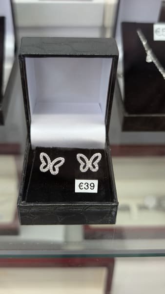 Butterfly Studs, White Gold
