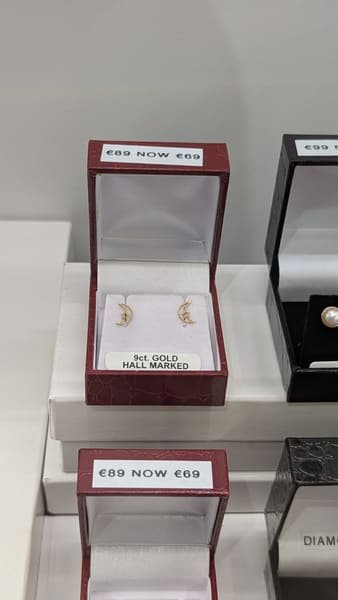 Crescent Moon Studs, 9ct Gold