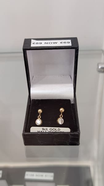 Crystal Drop Earrings, 9ct Gold
