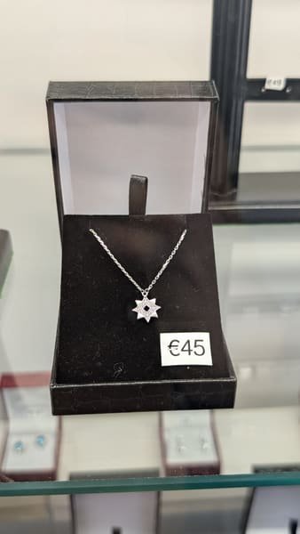 Crystal Star Pendant, Silver