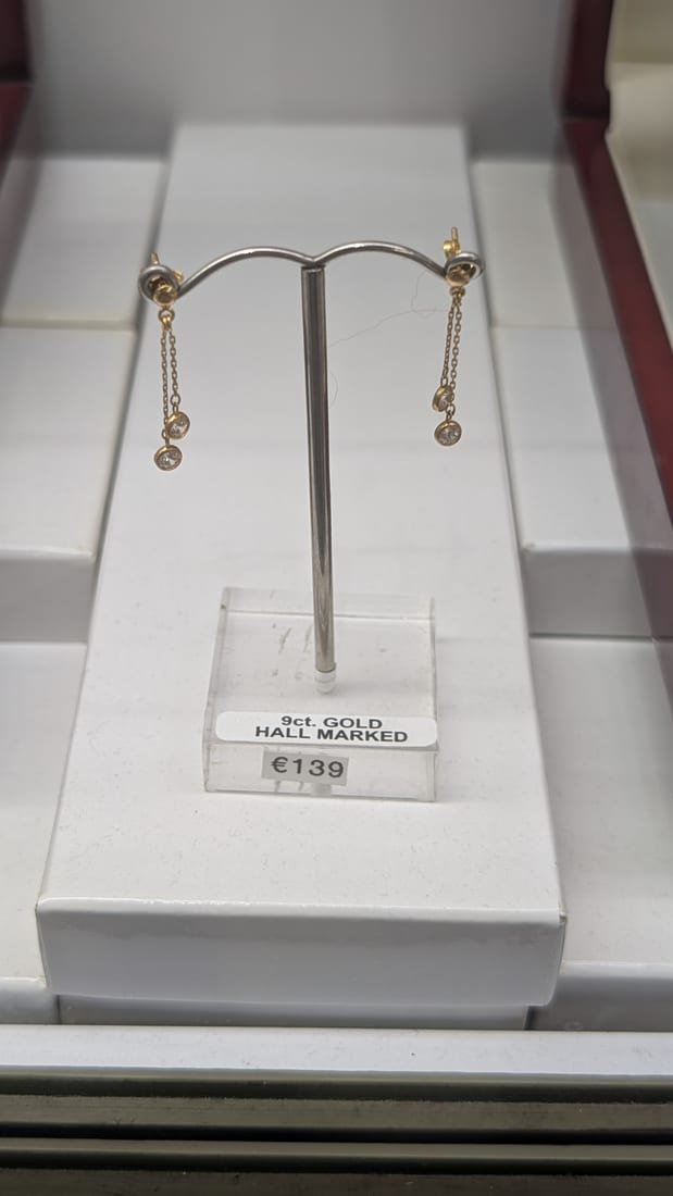 Diamond Drop Earrings, 9ct Gold, Diamond