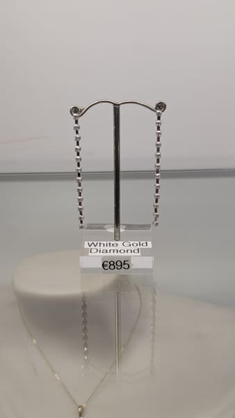Diamond Drop Earrings, White Gold