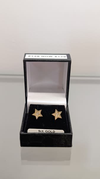 Diamond Star Studs, 9ct Gold