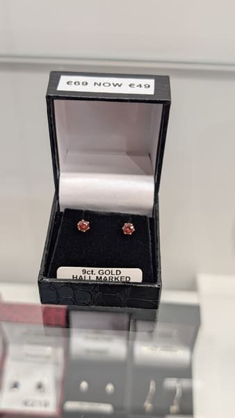 Garnet Studs, 9ct Gold