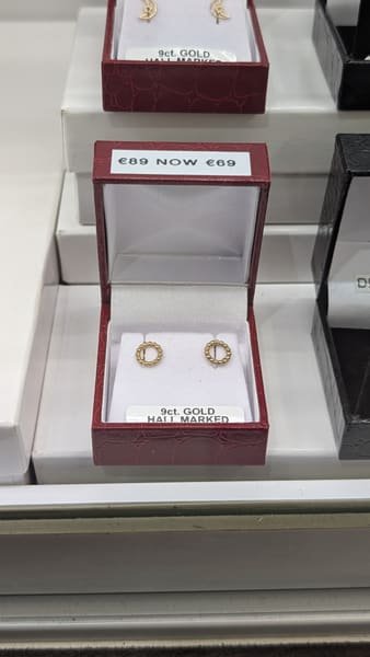 Gold Circle Studs, 9ct Gold