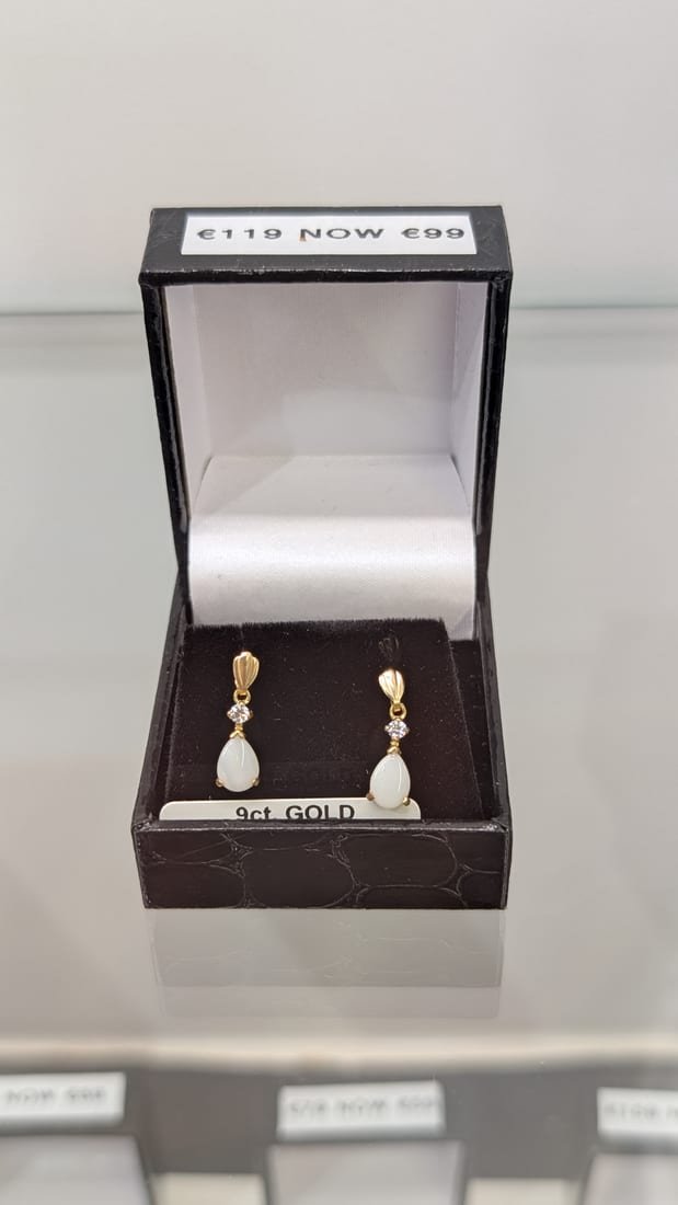 Opal Drop Earrings, 9ct Gold, Opal