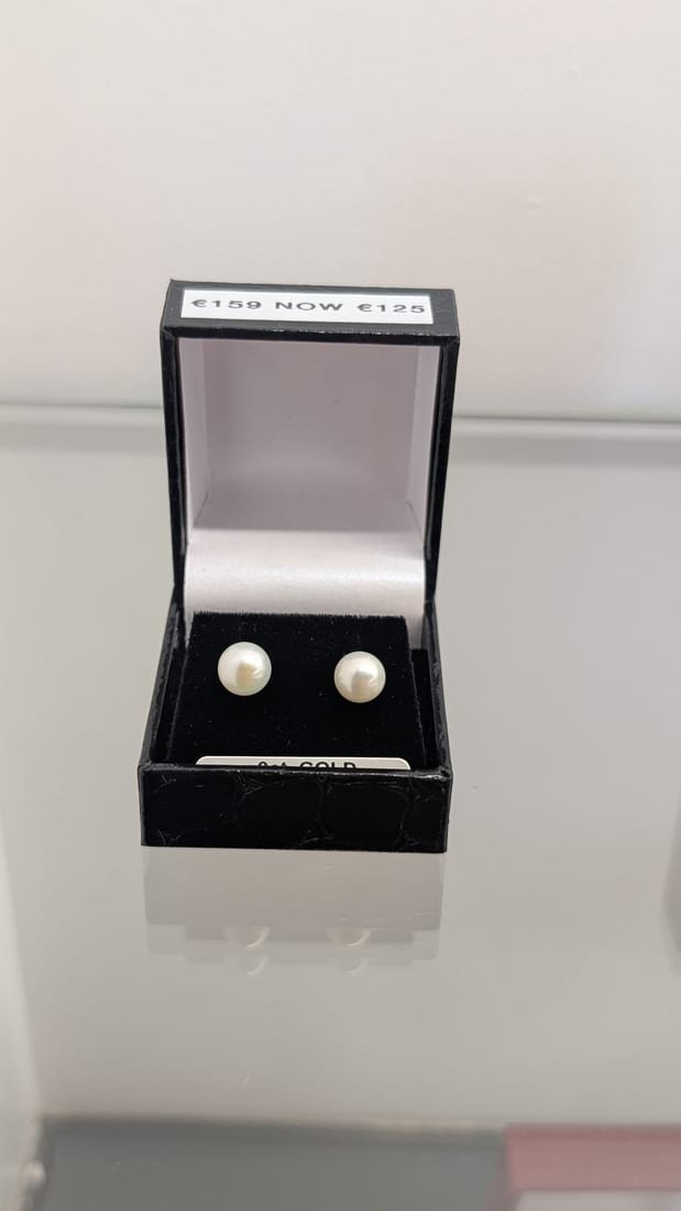 Pearl Drop Earrings, 9ct Gold, Pearl