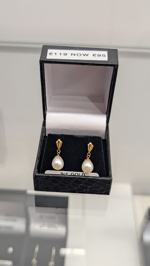 Pearl Drop Earrings, 9ct Gold, Pearl