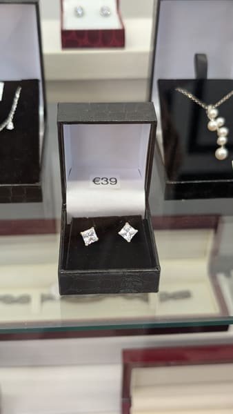 Princess Crystal Studs, Silver