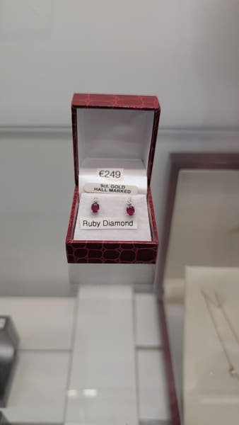 Ruby & Diamond Studs, 9ct Gold