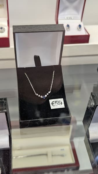 Sapphire Bar Necklace, Silver